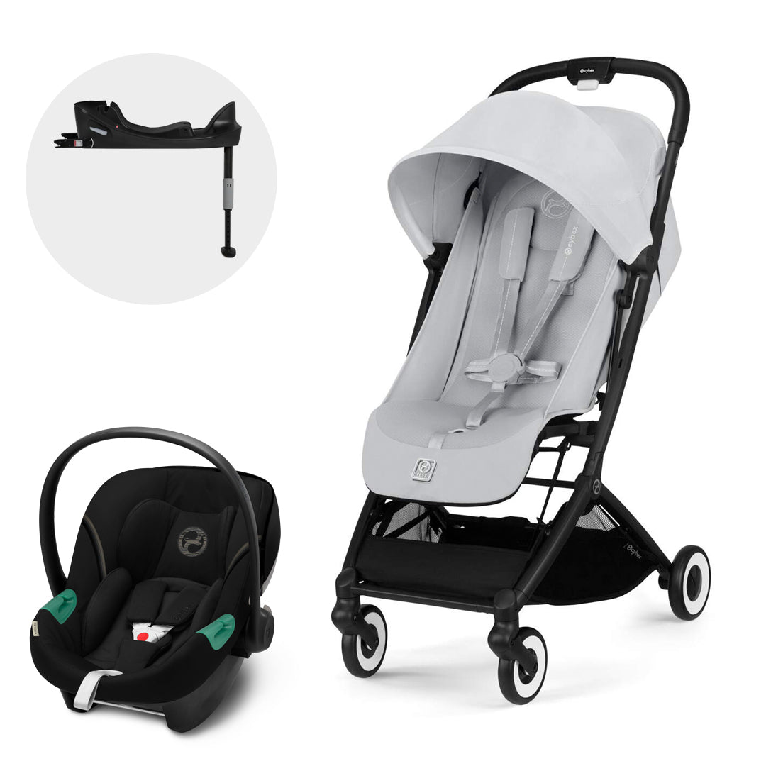 Cybex Travel System Coche ORFEO Fog Grey con Silla Nido Aton S2