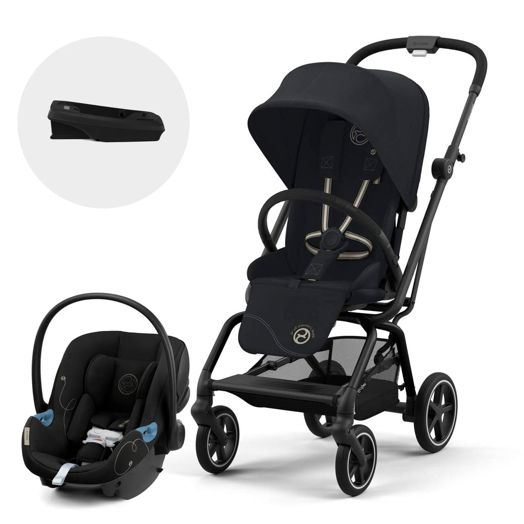 Cybex Travel System Coche EEZY S TWIST+ 2 BLK Magic Black con Silla Nido Aton G