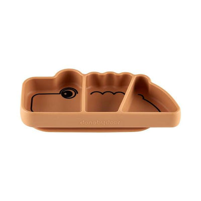 Done by Deer Plato de silicona para snack con ventosa -  Croco Mostaza