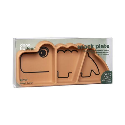 Done by Deer Plato de silicona para snack con ventosa -  Croco Mostaza