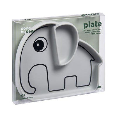 Done by Deer Plato de silicona antideslizante con ventosa - Elphee Gris