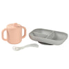 Beaba Set de plato división, vaso y cuchara - Rosado