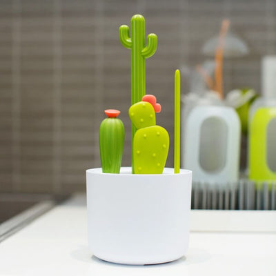 Boon Cacti Kit de cepillos de limpieza y recipiente - Verde