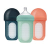 Boon Set 3 Mamaderas con bolsa de silicona Nursh - 8 oz Teal