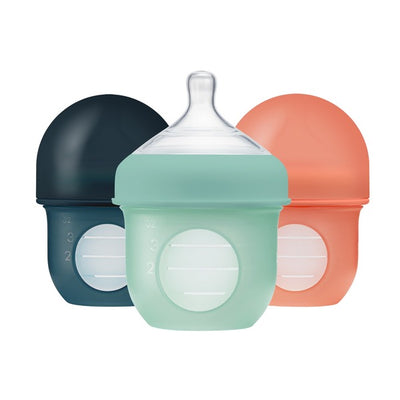 Boon Set 3 Mamaderas con bolsa de silicona Nursh - 4 oz Teal