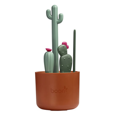 Boon Cacti Kit de cepillos de limpieza y recipiente - Verde Oscuro