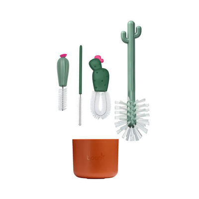 Boon Cacti Kit de cepillos de limpieza y recipiente - Verde Oscuro
