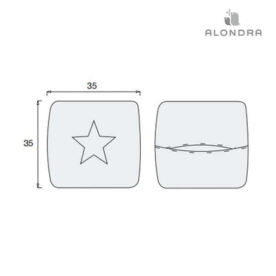 Alondra Funda Cojín infantil Cuadrado 35 x 35 cm - Gris Liso