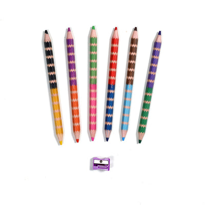 Eeboo 6 lápices Jumbo doble colores