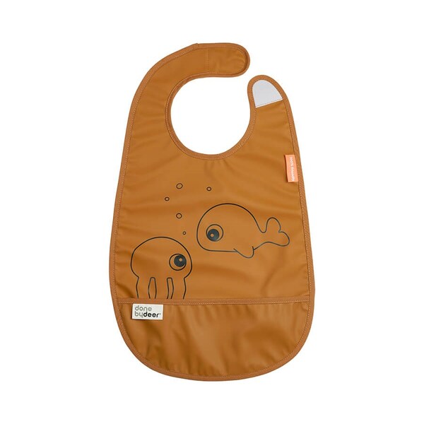 Done by Deer Babero impermeable con velcro - Mar Mostaza