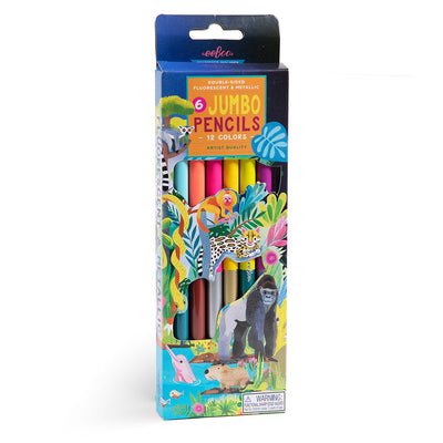 Eeboo 6 lápices Jumbo doble colores