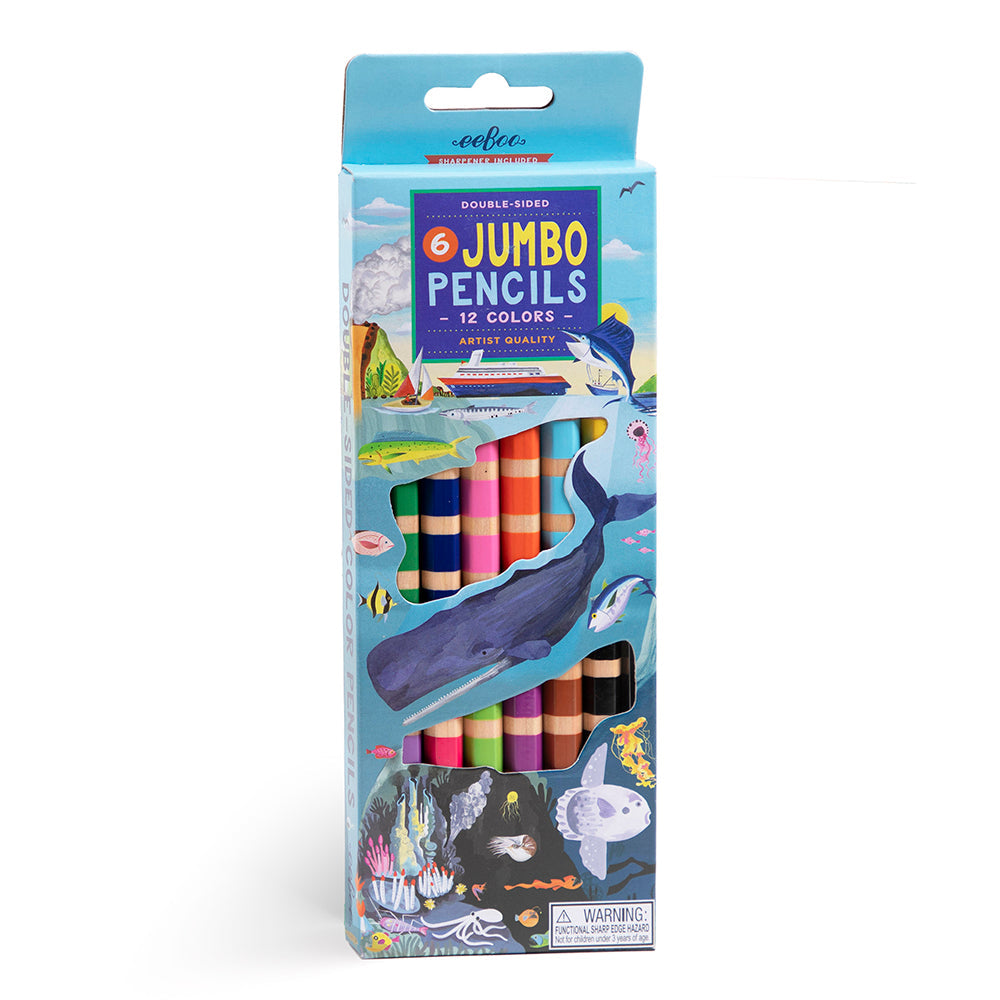 Eeboo 6 lápices Jumbo doble colores