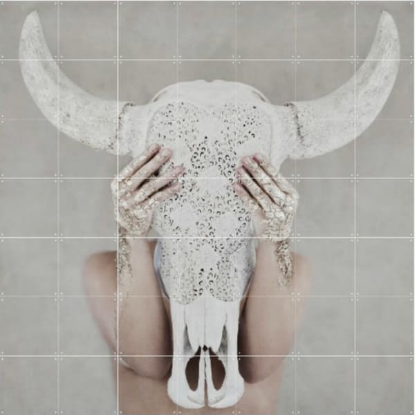 Mural-Ixxi-Bohemian skull large imagen del producto IXHL002-Blanca-y-Augusto