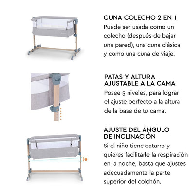 Kinderkraft Cuna Colecho NESTE AIR - Madera