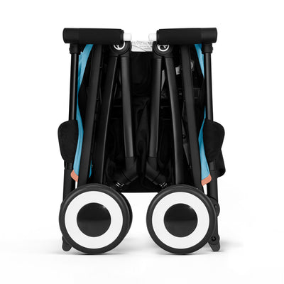 Cybex Travel System Coche LIBELLE BLK Beach Blue con Silla Nido Aton S2