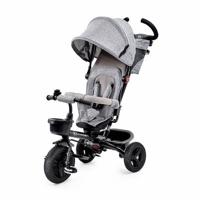 Kinderkraft Triciclo 3 en 1 AVEO en color gris, diseño convertible para varias etapas de crecimiento.