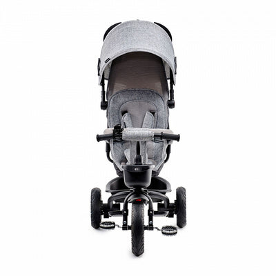 Kinderkraft AVEO triciclo 3 en 1 en gris, ideal para desarrollo de equilibrio y coordinación.