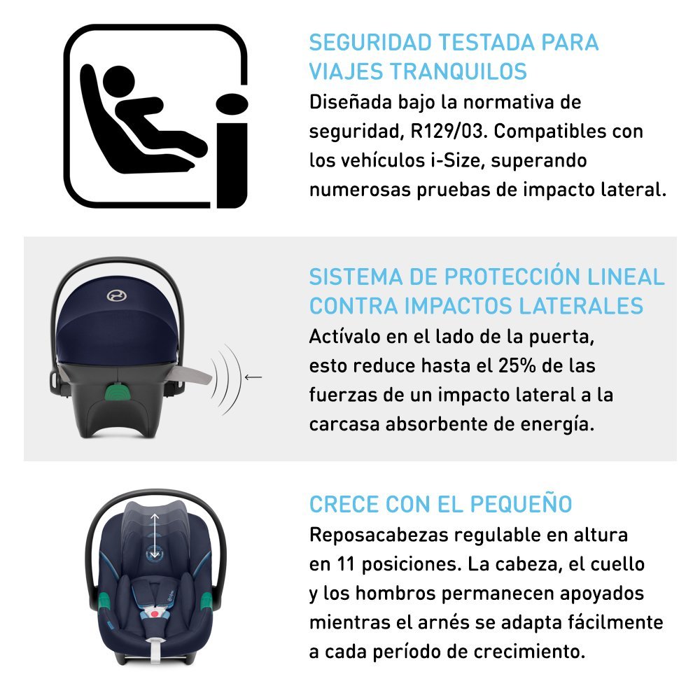 Cybex Travel System Coche TALOS LUX 2.0 Grey con Silla Nido Aton S2