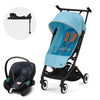 Cybex Travel System Coche LIBELLE BLK Beach Blue con Silla Nido Aton S2